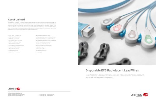 Unimed Disposable ECG Radiolucent Lead Wires