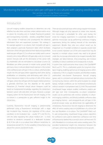 APPNOTE-Monitoring the confluence ratio per cell type in co-cultures with varying seeding ratios