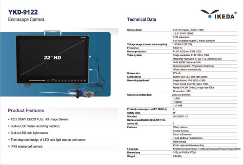 IKEDA Endoscope Camera System YKD-9122