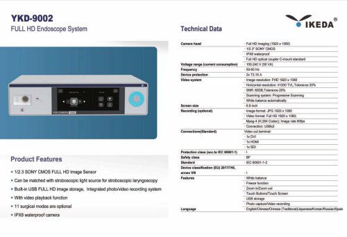 IKEDA YKD-9002 FULL HD Endoscope System