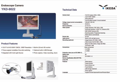 IKEDA YKD-9022 Veterinary Endoscopy Camera System