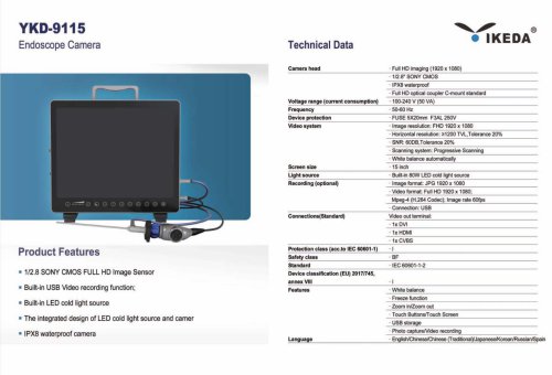 IKEDA YKD-9115 FULL HD Endoscope Camera System