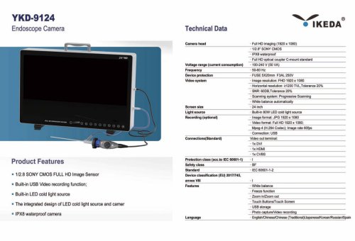 IKEDA YKD-9124 FULL HD Endoscope Camera System