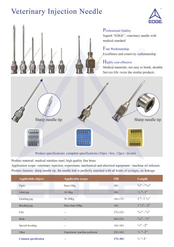 Veterinary injection needle