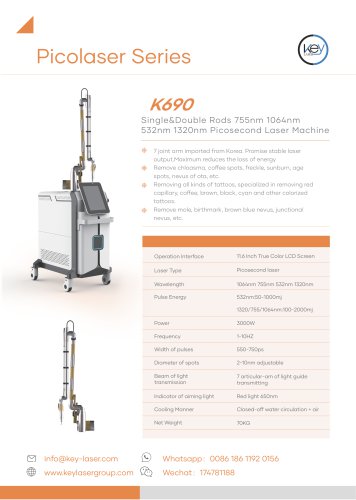 Single&Double Rods 755nm 1064nm  532nm 1320nm Picosecond Laser Machine-K690