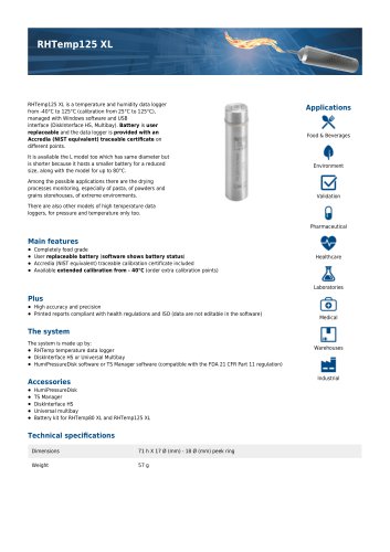 RHTemp125 XL data sheet