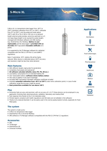 S-Micro XL data sheet