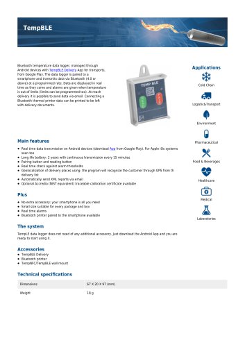 TempBLE data sheet