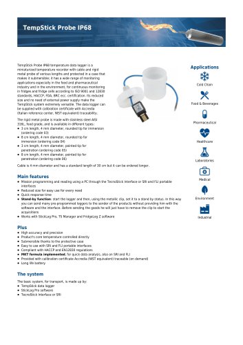 TempStick probe IP68 data sheet