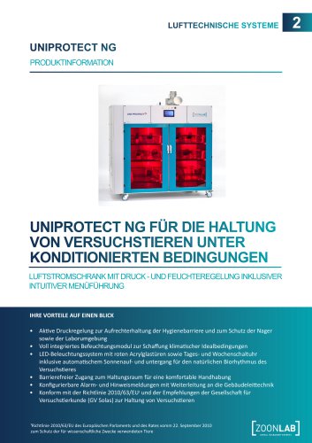 UNIPROTECT- Luftstromschrank mit Feuchte- und Druckregelung