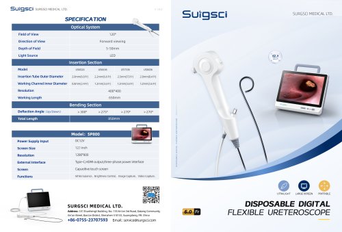 Surgsci - US650 Single-Use Digital Flexible Video Ureteroscope