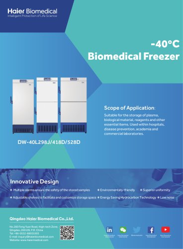 -40℃ Biomedical Freezer DW-40L298J&418D&528D