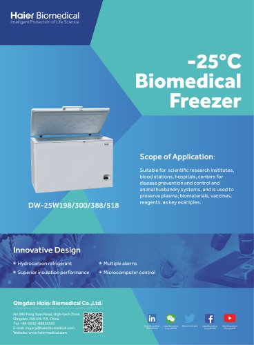 Haier -25°C Biomedical Freezer DW-25W198 300 388 518