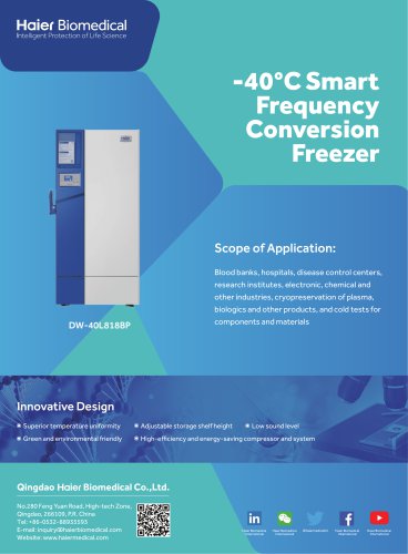 Haier -40°C Smart Frequency Conversion Freezer DW-40L818BP