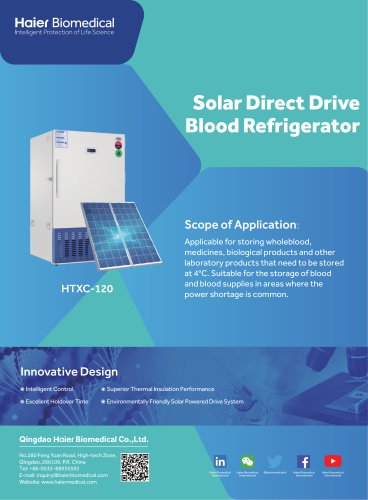 Haier Solar Direct Drive Blood Refrigerator HTXC-120