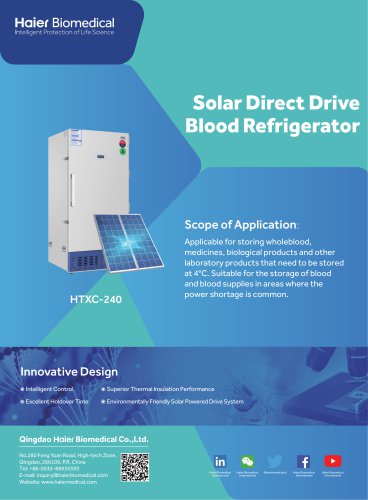 Haier Solar Direct Drive Blood Refrigerator HXTC-240