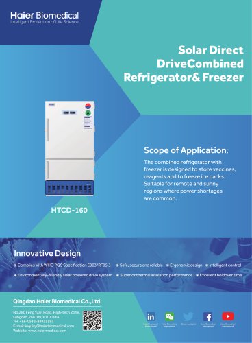 Haier Solar Direct DriveCombined Refrigerator& Freezer HTCD-160