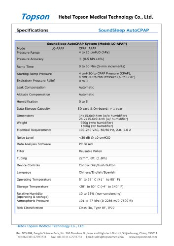 Topson CPAPmachine Auto CPAP
