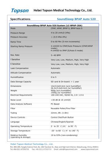 Topson CPAPmachine LC-BPAP-20A