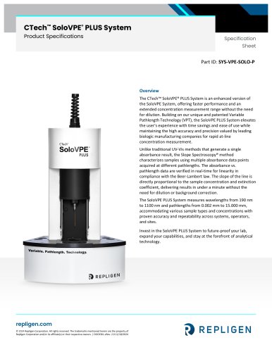 CTech™ SoloVPE® PLUS System Specification Sheet