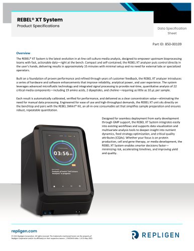 REBEL XT At-line Media Analyzer Specification Sheet