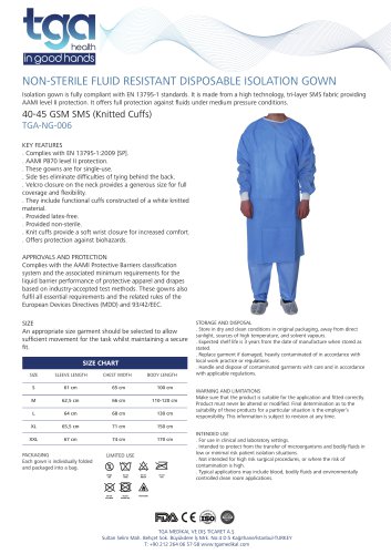 TGA-NG-006 Disposable Isolation Gown 40 Gsm SMS