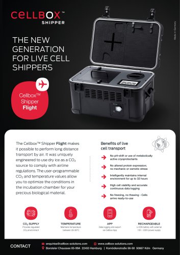 Cellbox Shipper Flight - Product Flyer