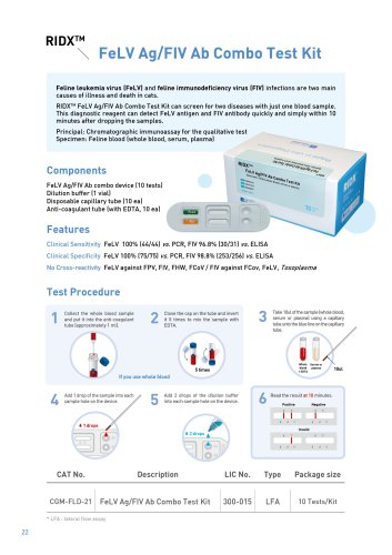 RIDX FeLV Ag/FIV Ab Combo Rapid Test Kit (CGM-FLD-21)