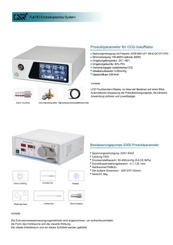 CO2 insufflator/irrigation pump parameters