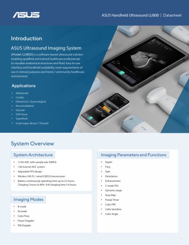 ASUS Handheld Ultrasound LU800 Datasheet