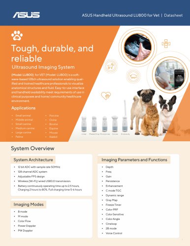 ASUS Handheld Ultrasound LU800 for Veterinary Care Datasheet