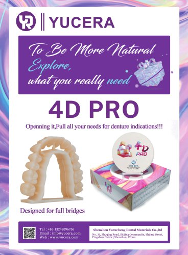 YUCERA Zirconia 4D Pro Promotional Brochure