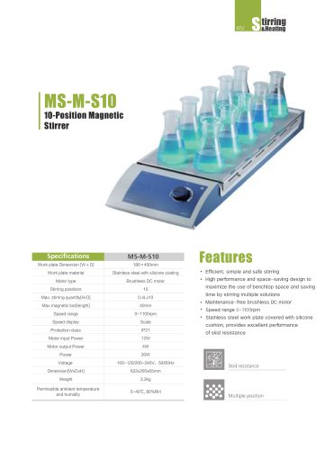 MS-H-S10 10-Position Magnetic Hotplate Stirrer