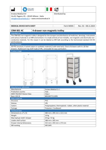 CRM 001 4C - MRI Trolley 4 Drawers