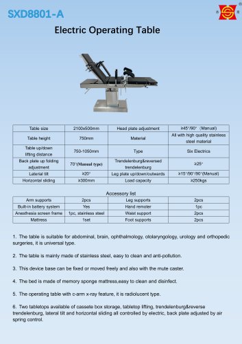 Suxin SXD8801-A operating table two tabletops