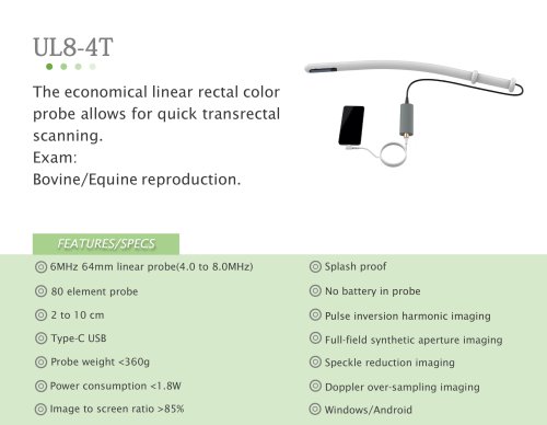 Hand-held veterinary ultrasound system UL8-4T
