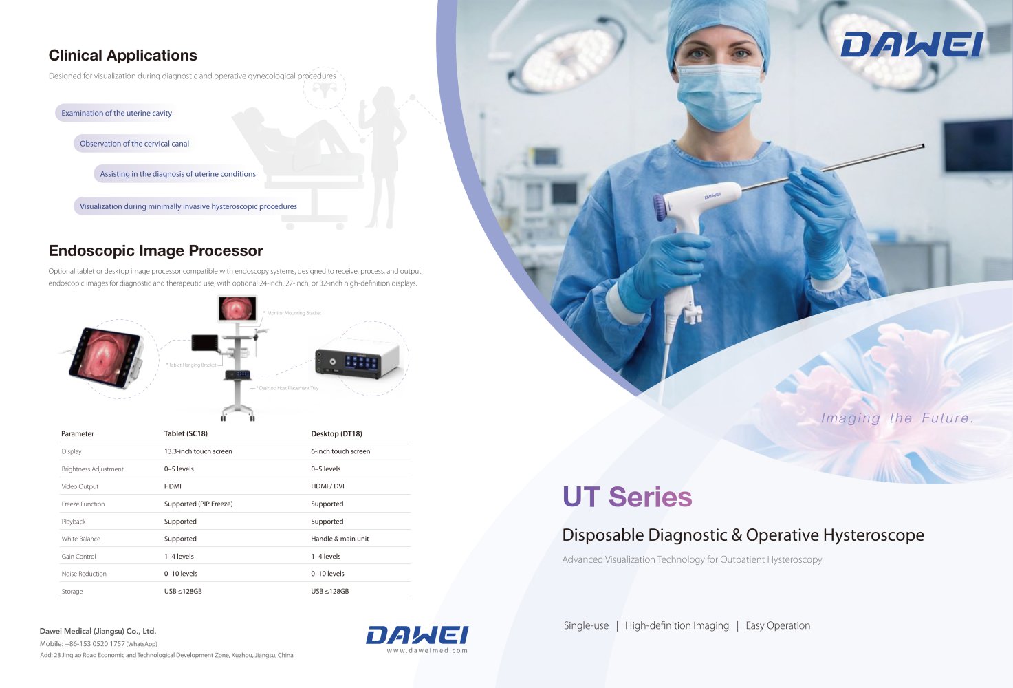 UT Series- Disposable Diagnostic & Operative Hysteroscope - Dawei Medical