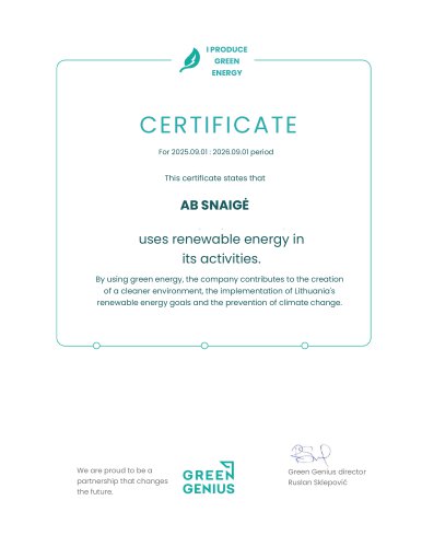 Renewable energy certificate