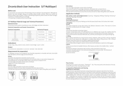 UT Multilayer Zirconia Blocks instruction