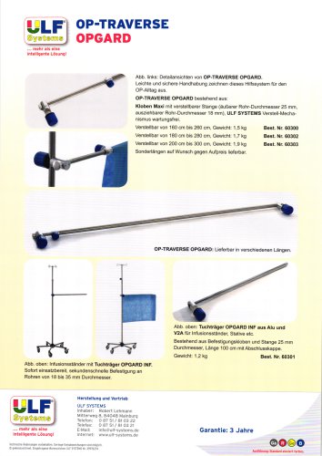 Patientenabschirmung OPGARD / OPGARD INF mit Schnellspannkloben für Infusionsständer