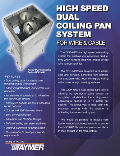 HIGH SPEED DUAL COILING PAN SYSTEM FOR WIRE & CABLE