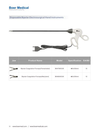 Disposable Bipolar Electrosurgical Hand Instrument
