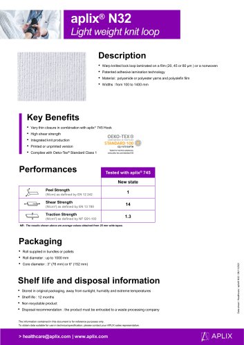 aplix® N32  Light weight knit loop
