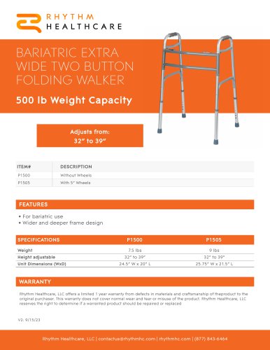 BARIATRIC EXTRA WIDE TWO BUTTON FOLDING WALKER