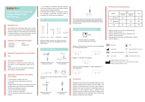 Rapid infectious disease test SaberVet AIV H9 Ag