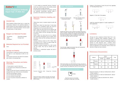 Rapid infectious disease test SaberVet F.ANA Ab