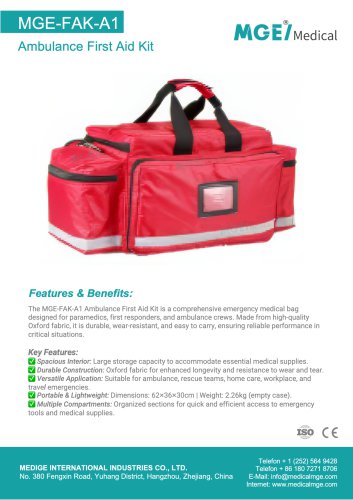 MGE-FAK-A1 Ambulance First Aid Kit Brochure - CE & ISO Certified