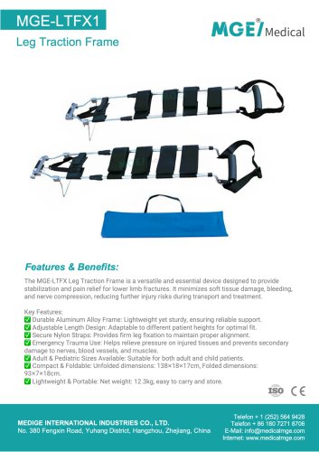 MGE-LTFX1 Leg Traction Frame Brochure - CE & ISO Certified