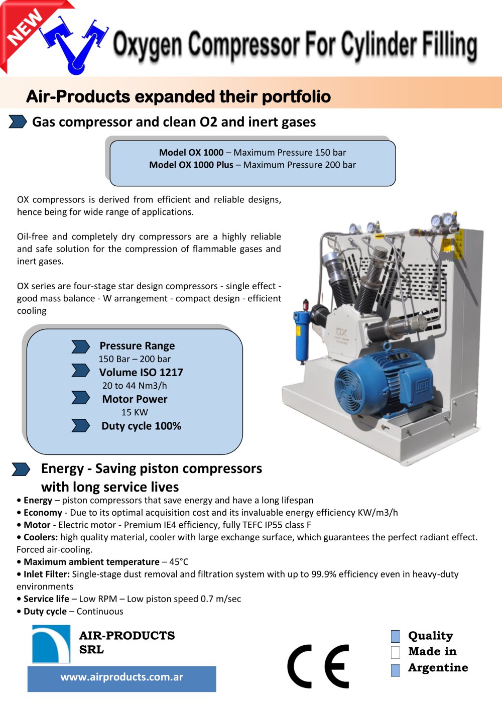 Gas compressor and clean O2 and inert gases - AIR PRODUCTS SRL