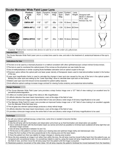 Ocular Mainster Wide Field Laser Lens